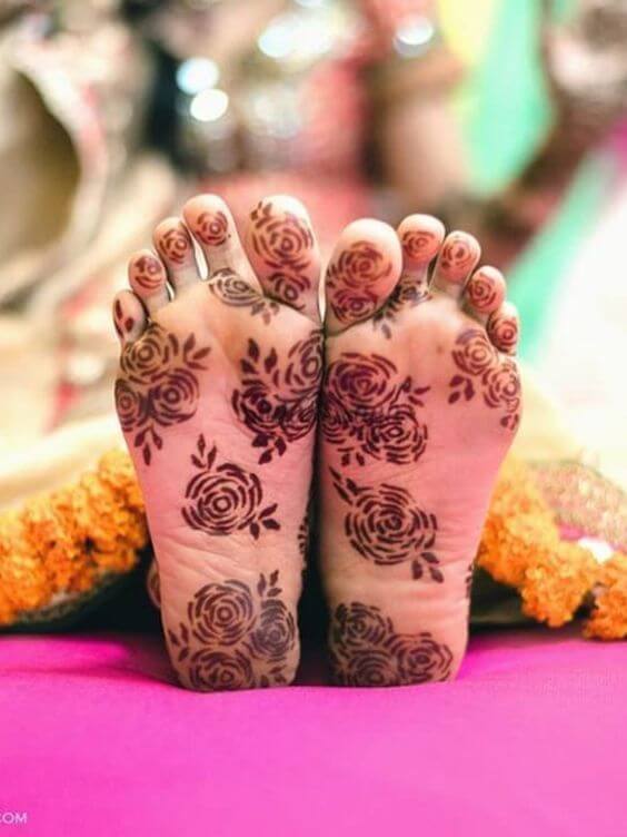 Back foot floral designs for Indian Brides