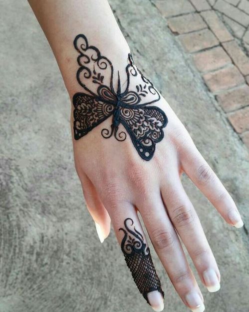 A handy butterfly henna design