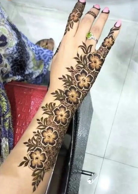 Floral Arabic Mehndi Design For Back Hand