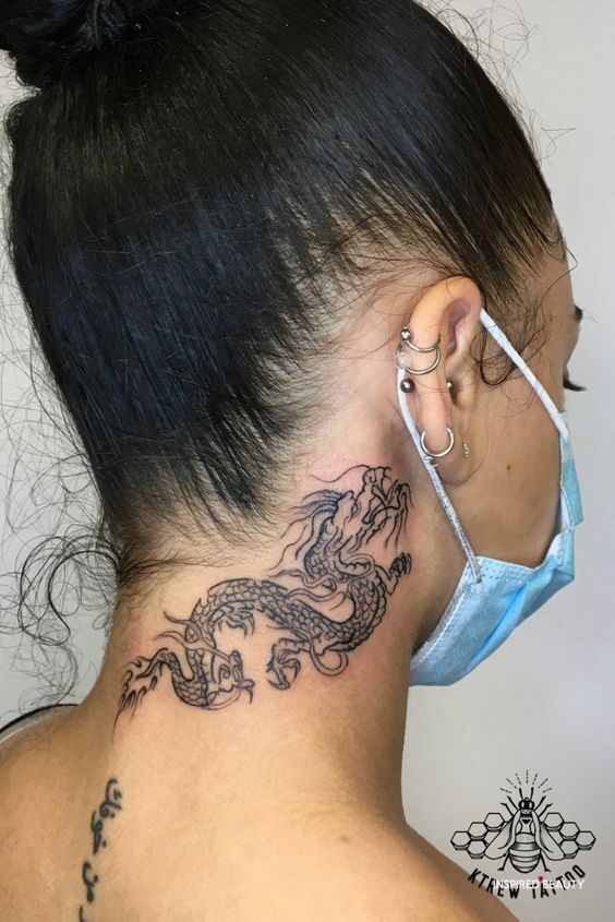 Killer Dragon Neck Tattoo