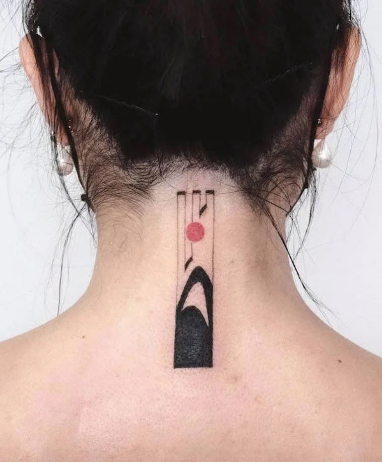 Landscape-Based Neck Tattoo