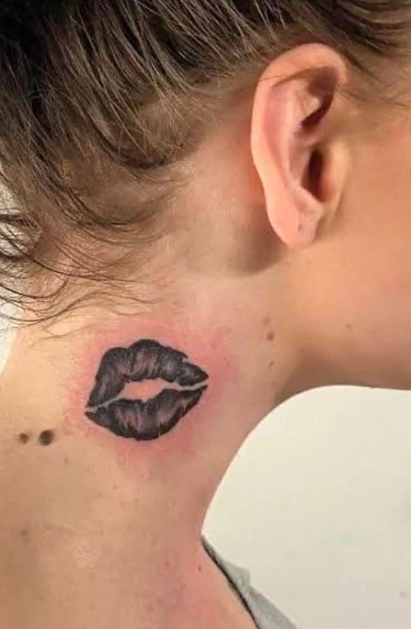 Lips On Neck Tattoo