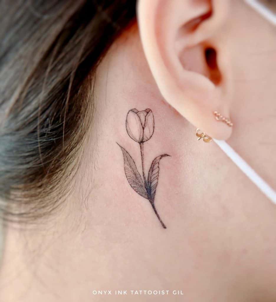 Small Bud Neck Tattoo Design