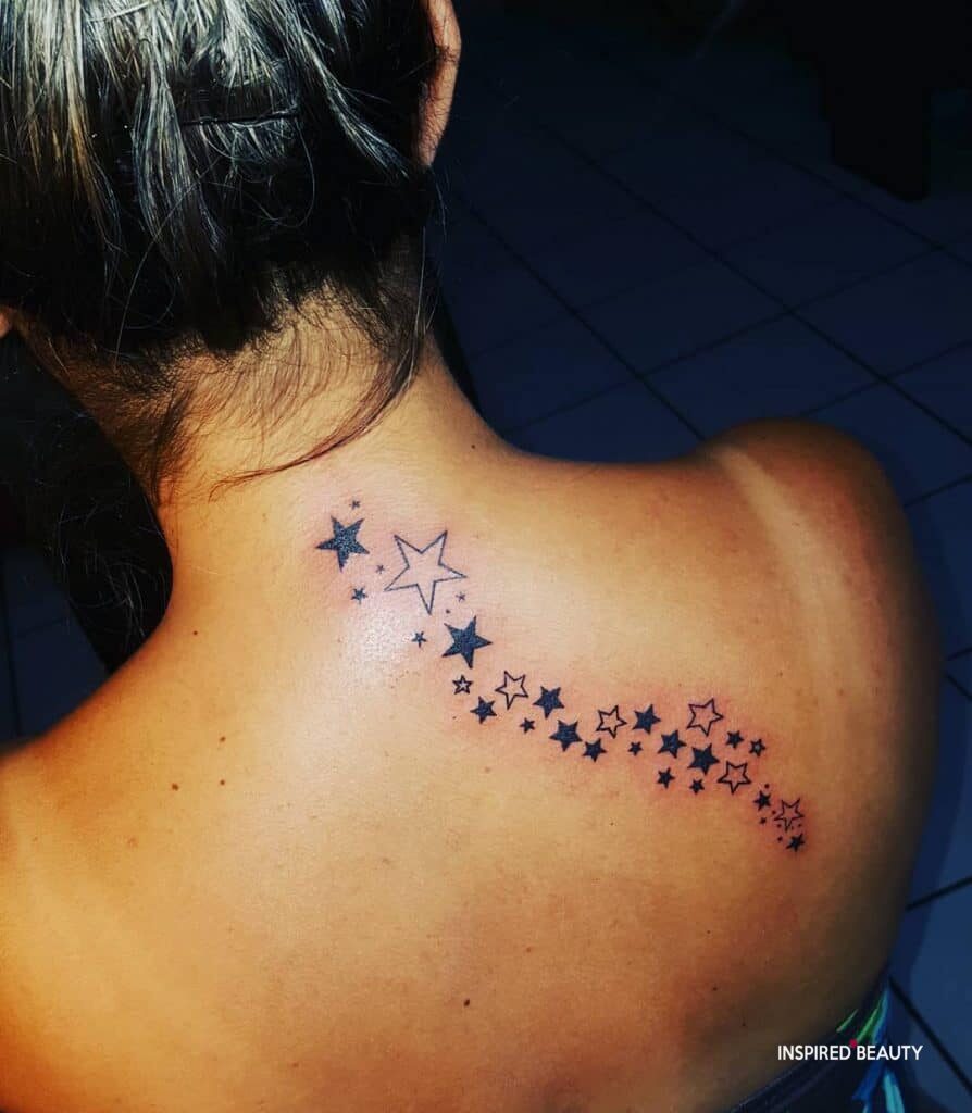 Stars On Neck Tattoo Design