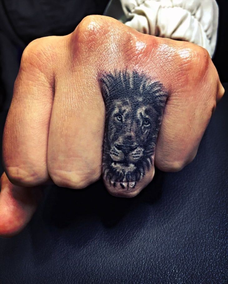 Enhanced Lion Face Tattoo