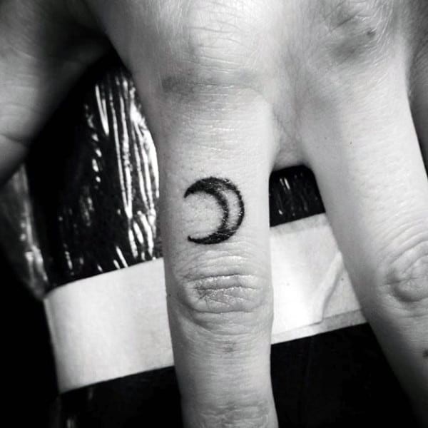 Half Moon Finger Tattoo