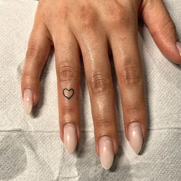 Hollow Heart Tattoo Design for Finger