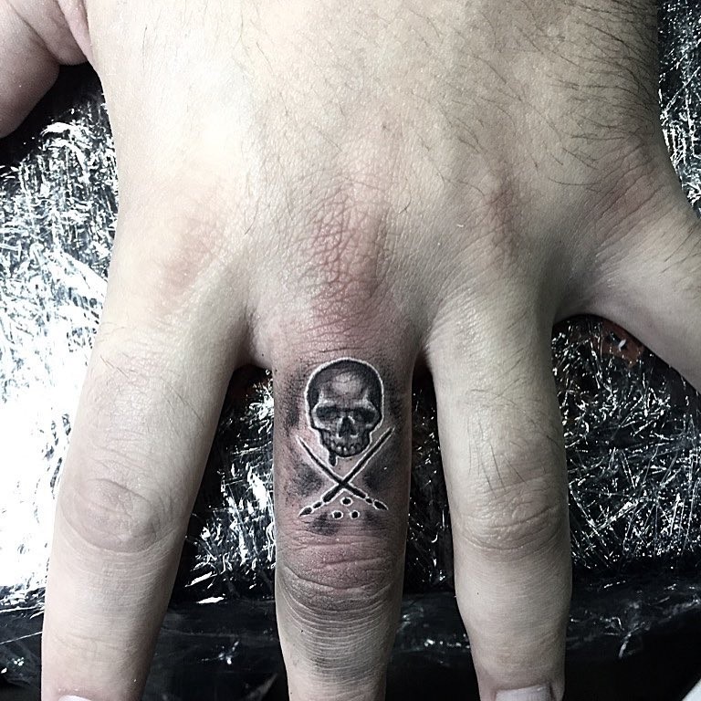 Small Skull Finger Tattoo