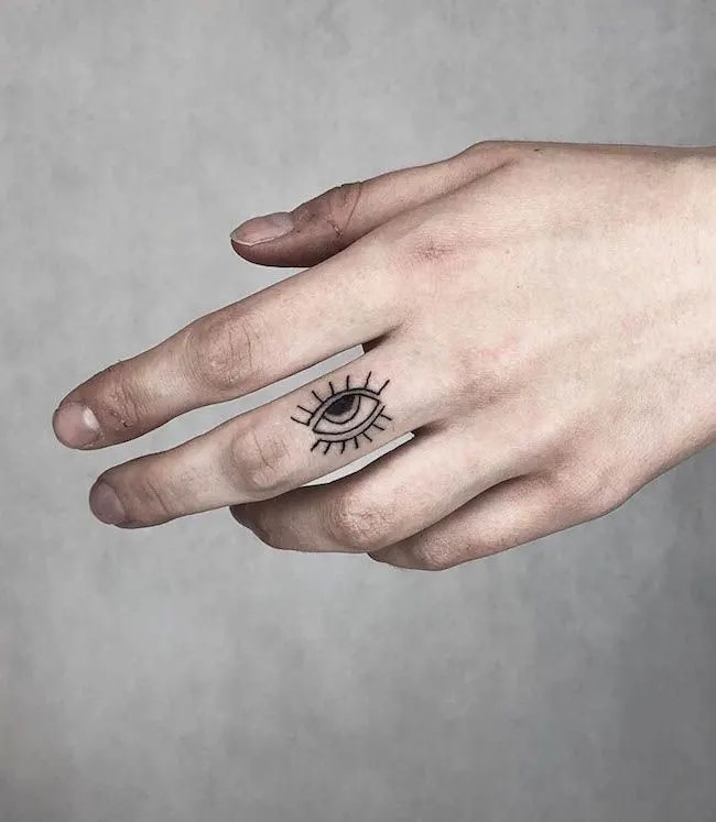 Tiny Eye Finger Tattoo