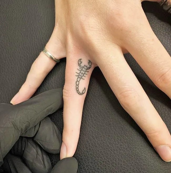 Tiny Scorpio Tattoo Design for Finger